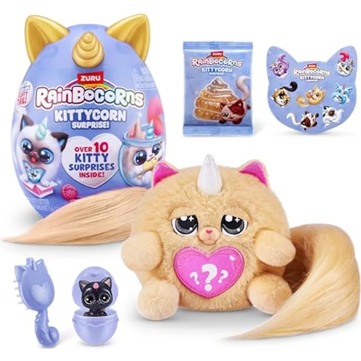 ZURU Rainbocorns Kittycorn Surprise Serie 3, Plüsch-Sammeltier mit über 10 Überraschungen und flauschigem Schwanz, 7 Varianten zum Sammeln – Bild 1