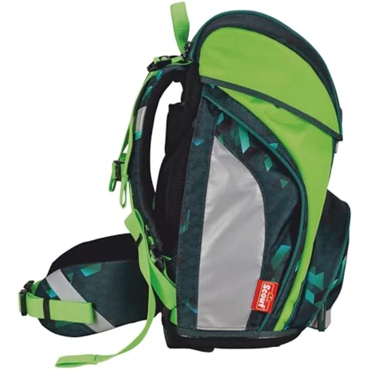 Scout Schulranzen Alpha DIN, 4-teiliges Set mit ergonomischem Tragegurtsystem, Grün-Schwarz, 20 Liter Volumen – Bild 3
