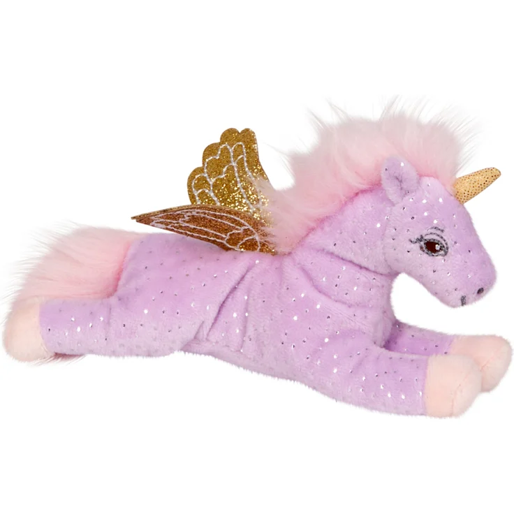 Die Spiegelburg EINH.GLITZER-BEANIE, Einhorn Plüschspielzeug in Flieder mit glitzerndem Horn und schimmernden Flügeln