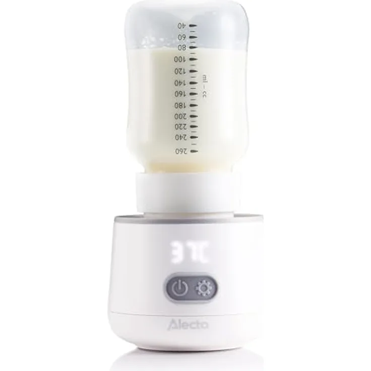 Alecto BW1000, tragbarer Flaschenwärmer für Babyflaschen, kabellos mit 4 Temperatureinstellungen und digitalem LED-Display
