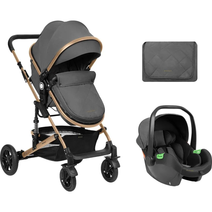 Kikkaboo Amaia 3 in 1 Kinderwagen, inkl. i-Size Autositz, federbare Gummi-Räder, verstellbares Sonnendach, tragbar bis 22 kg