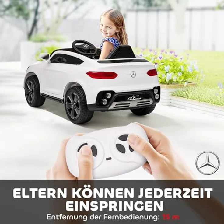 AIYAPLAY Kinder Elektroauto Mercedes-Benz GLC Coupé, 12V mit 2 Motoren, 2,4 GHz Fernbedienung, weiß, für Kinder von 3-6 Jahren – Bild 4