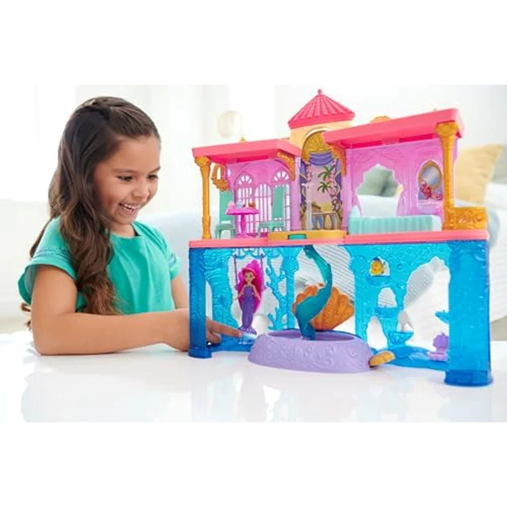 Disney Prinzessin Arielle - Land und Meeresschloss im Puppenhaus-Spielset, 31,1 cm hoch, 6 Spielbereiche, Fabius-Figur, Arielle-Puppe mit 2 Moden, stapelbar, für Kinder ab 3 Jahren, HLW95 – Bild 2