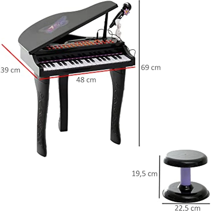 Kinderklavier inklusive Hocker (Farbe: schwarz) - Preisvergleich – Bild 8