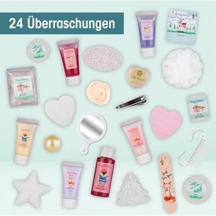 ACCENTRA Adventskalender HAPPY HOLIDAYS, buchförmige Verpackung mit hochwertigen Pflegeprodukten und festlichen Accessoires – Bild 4