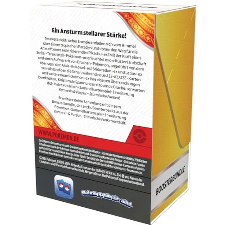 Pokémon-Sammelkartenspiel: Boosterbundle Karmesin & Purpur – Stürmische Funken (6 Boosterpacks) - Elektrisierendes Pikachu-ex und tosende Drachen – Bild 3