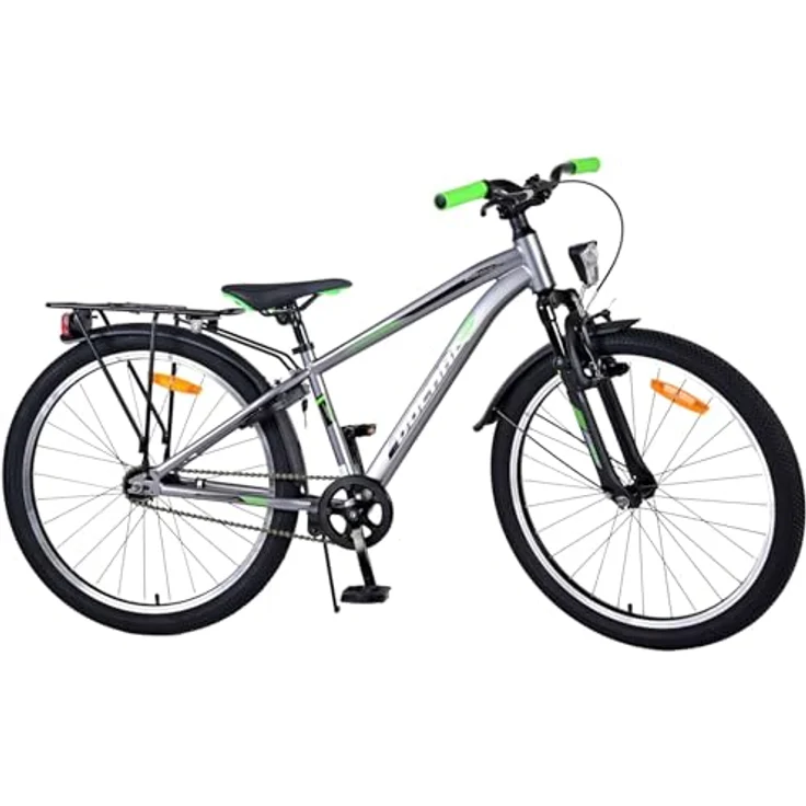 Volare Cross 24", Kinderfahrrad mit Handbremse, Rücktrittbremse, Gepäckträger und LED-Lichtern, dunkelgrau – Bild 2