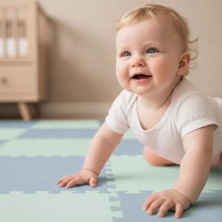LittleTom Spielmatte Baby Puzzlematte Blau & Mint - 18-teilig, 30x30 cm, EVA Schaumstoff, rutschfest, anti-allergen, Krabbelmatte für Kinderzimmer – Bild 3