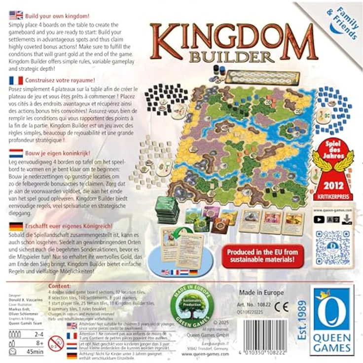 Queen Games Kingdom Builder: Family & Friends – Strategisches Brettspiel für 2–4 Spieler, ab 8 Jahren, modulare Spielmechanik, Spiel des Jahres 2012 – Bild 3
