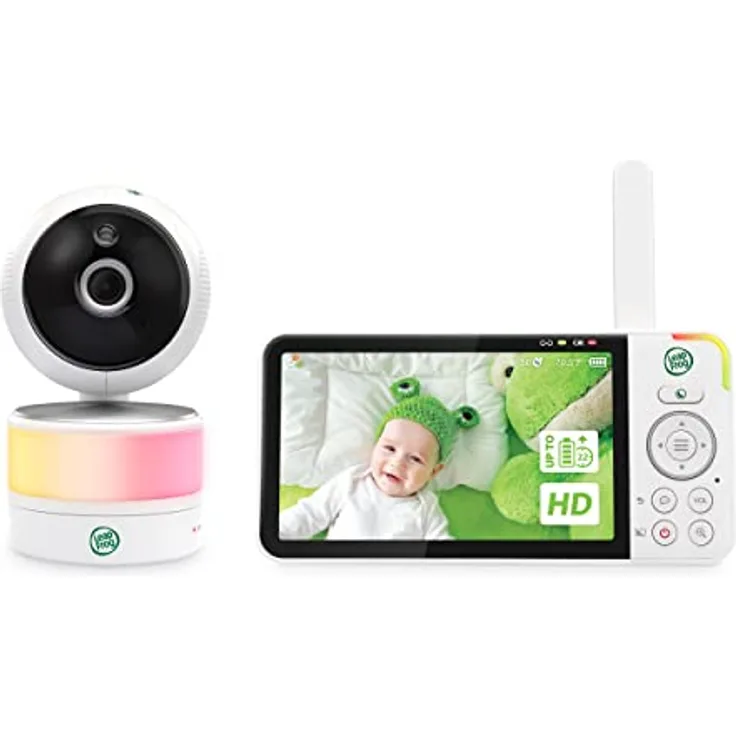 LeapFrog LF915HD Babyphone mit Kamera, Babyfon mit Kamera 5-Zoll, Video Baby Monitor, Audio Babyphone mit Zoom, Gegensprech, Nachtsicht, Nachtlicht, Temperatur/Feuchtigkeitssensor, Weitwinkelobjektiv