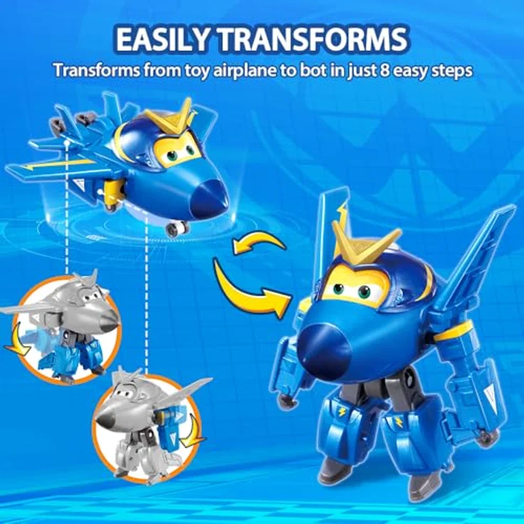 Super Wings Transforming Flugzeug Jerome & Pet, verwandelbare Spiel-Figur mit 12 cm und 4,3 cm Haustier, spielbar mit funktionierenden Rädern und Lichteffekt, für Kinder von 3-8 Jahren – Bild 3