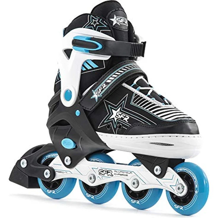 SFR Unisex Kinder RS480 Inline Skates, Blau (Blue), Einstellbar, ABEC-7 Kugellager, 70mm, 72mm Rollengröße – Bild 1