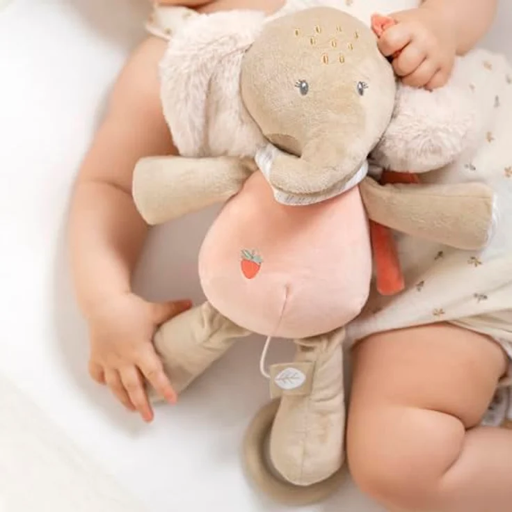 Nattou Aktiv-Kuscheltier Elefant Oli Pink, mit Musikspieluhr, ca. 24 cm, Pflegeleicht und vegan – Bild 4