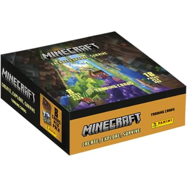 Panini Survive Minecraft Trading Cards 3 – Create, Explore, Survival, Box mit 18 Hüllen, 144 Karten, Limited Editions