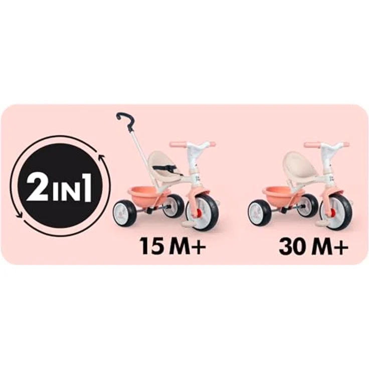Smoby Be Move Rosé Kinderdreirad mit Schubstange, ergonomischem Sitz und Metallrahmen, für Kinder ab 15 Monaten – Bild 4