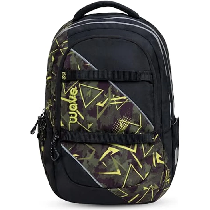 Wave Prime Schulrucksack, Schulrucksack mit 30 L Volumen, Laptopfach bis 15,4", wasserabweisendes Polyester, schwarz – Bild 1