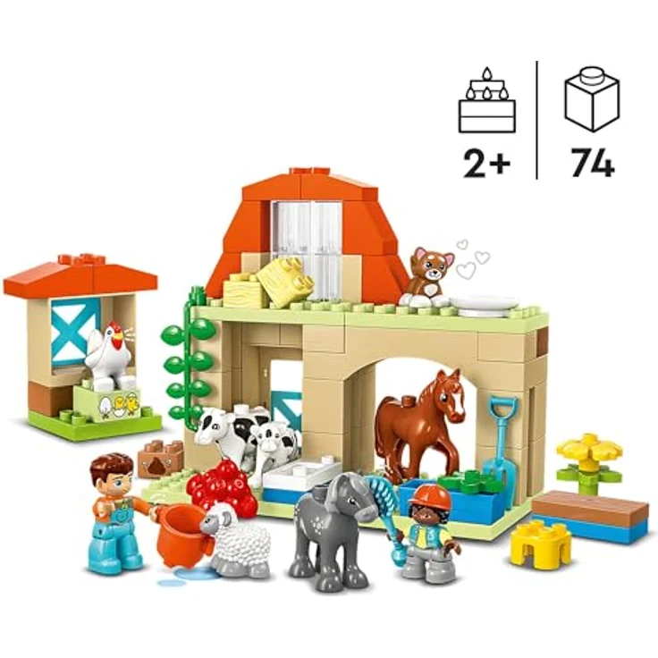 LEGO DUPLO Town Tierpflege auf dem Bauernhof, Spielzeug für Kinder ab 2 Jahre, mit Bauernhoftiere-Figuren für Rollenspiele, darunter Pferd, Kuh und Schaf, Lernspielzeug für Mädchen und Jungen 10416 – Bild 2