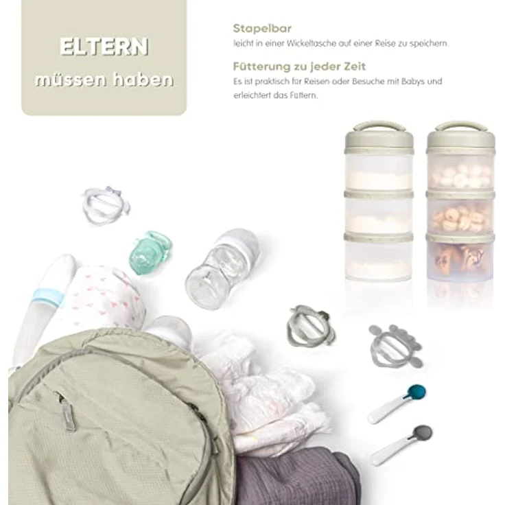 Termichy Milchpulver Portionierer, stapelbare Aufbewahrungsbox für Babys, 2 Stück, 60 g Kapazität, warmes Grau – Bild 4