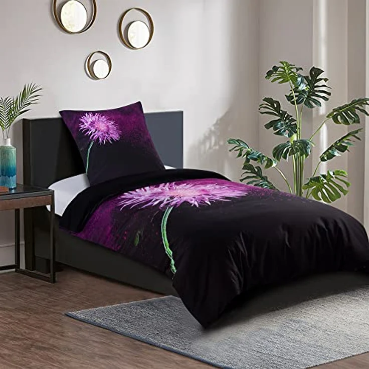 Sanilo® Bettwäsche 135x200 cm, 100% Baumwolle, 4-teilig, Oeko-TEX zertifiziert, Wendebettwäsche, Purple Dust – Bild 2