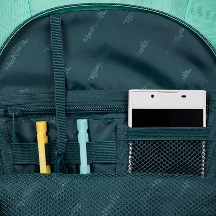 McNeill Schulrucksack Milo, Polyester mit Stift- und Steckfächern, Haken zum Aufhängen, Trinkflaschen-Taschen – Bild 6