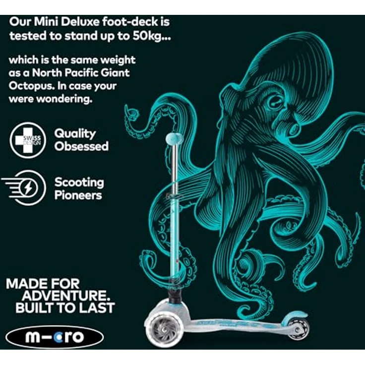 Micro Mobility Systems Mini Micro Deluxe Orion, Faltbarer Scooter mit LED und Sternenleuchten, blau – Bild 8
