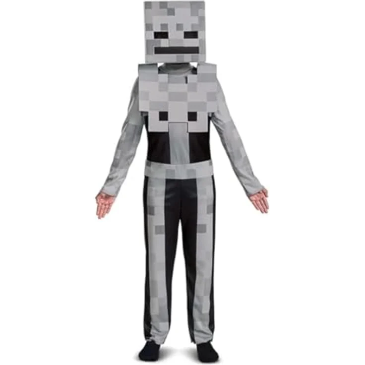 Minecraft Skeleton Classic Kinder-Kostüm M, Overall mit abnehmbaren Schulterteilen und Charaktermaske, geeignet für 7-8 Jahre (127-136 cm) – Bild 2