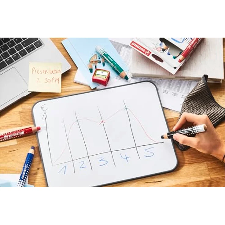 STABILO MARKdry Whiteboardmarker, 4er Etui mit XXL-Mine, lösungsmittelfrei und geruchsneutral, trocken und nass abwischbar – Bild 5