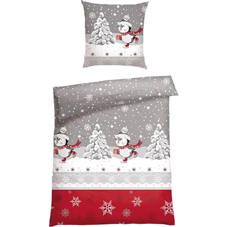 Schiesser Bettwäscheset Telso | Feinbiber | nachhaltige Produktion | Winterprint | Grau – Bild 4
