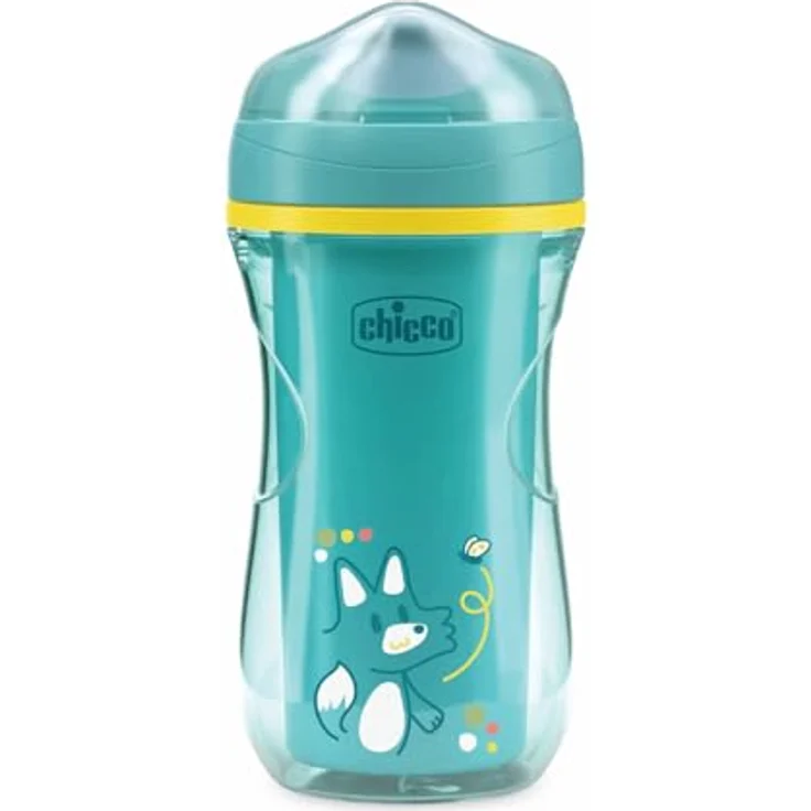 Chicco Active Tropffreier Trinklernbecher 266 ml, ergonomische Tülle, isolierte Thermoskanne, BPA-frei, Hellblau – Bild 1