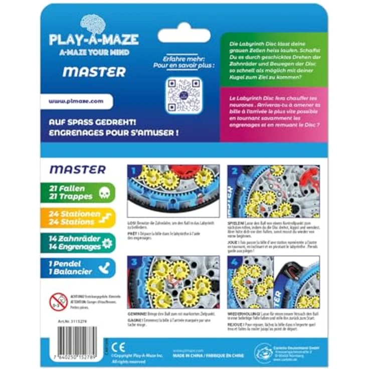 Carletto Labyrinth Travel Disc MASTER, interaktives Brettspiel zur Förderung von Konzentration und Geschicklichkeit – Bild 2