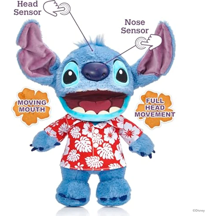 Merkloos Disney Plüsch Hawaiian Chatty Stitch Deluxe, interaktives 32 cm Stofftier mit authentischen Phrasen und Geräuschen – Bild 2