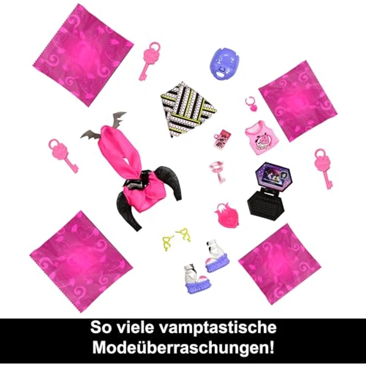Mattel® Anziehpuppe Monster High, Skulltimate Secrets: Neon Frights, Draculaura - Fluoreszierend, leuchtende Accessoires – Bild 4