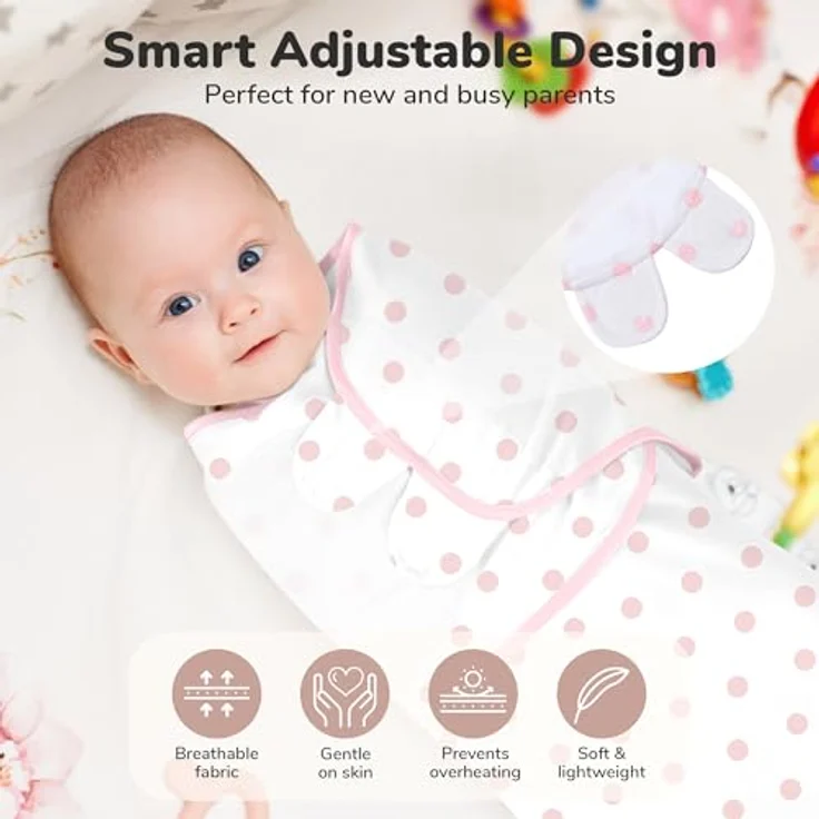 Mama Cheetah Preemie Swaddle Sack, Bio Baumwolle, verstellbare Einschlagdecke für Frühgeborene 4-7 lbs, 3-Pack – Bild 5