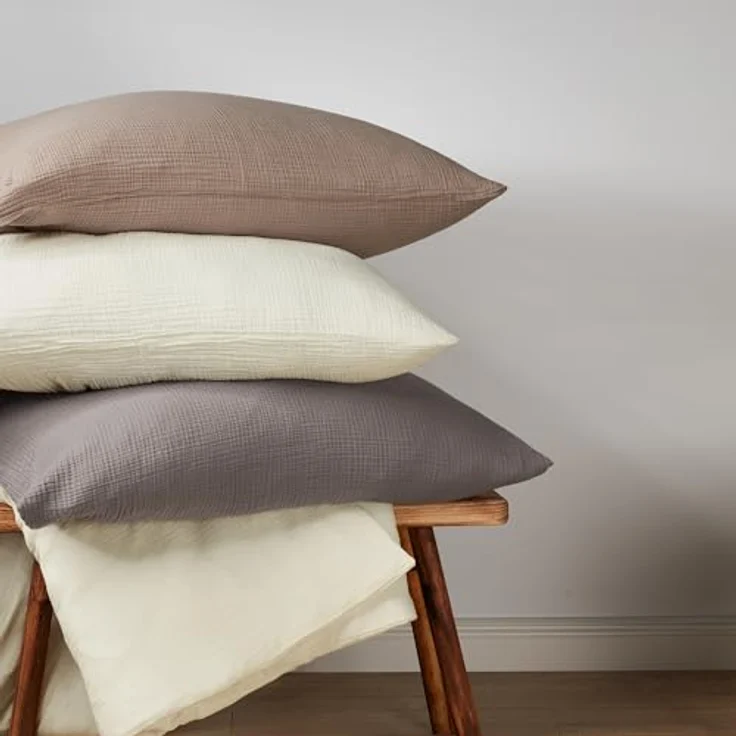 Schiesser Bettwäscheset Molly | Musselin | 100% Baumwolle aus nachhaltiger Produktion | 135x200cm + 80x80cm | Offwhite – Bild 4