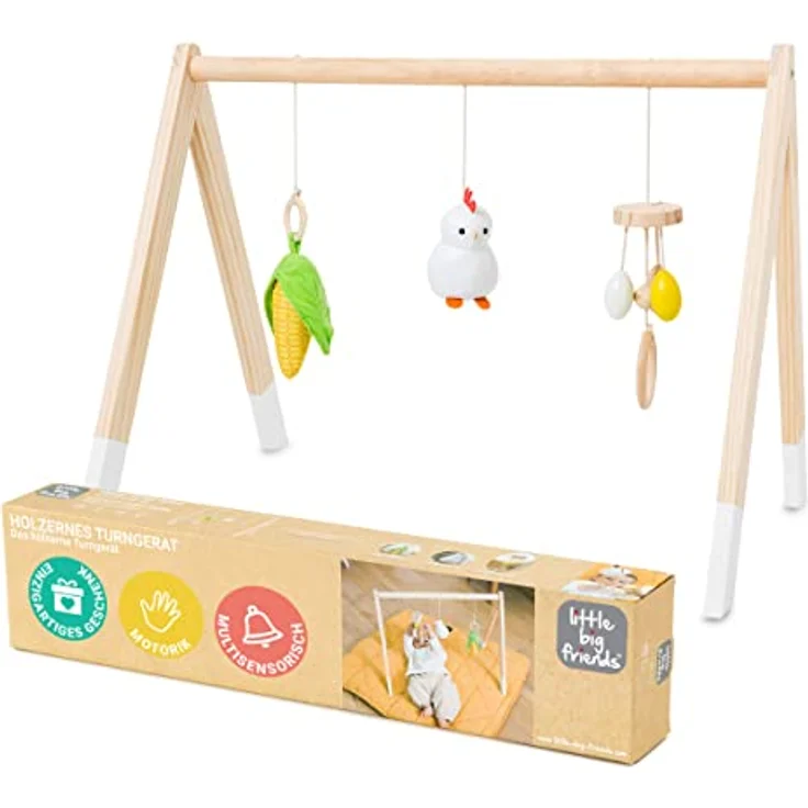Little Big Friends Farm Holz Aktivitätsbogen und Baby-Fitnessstudio mit 3 hängenden Spielzeugen, für Baby oder Neugeborene, von Little Big Friends – Bild 1