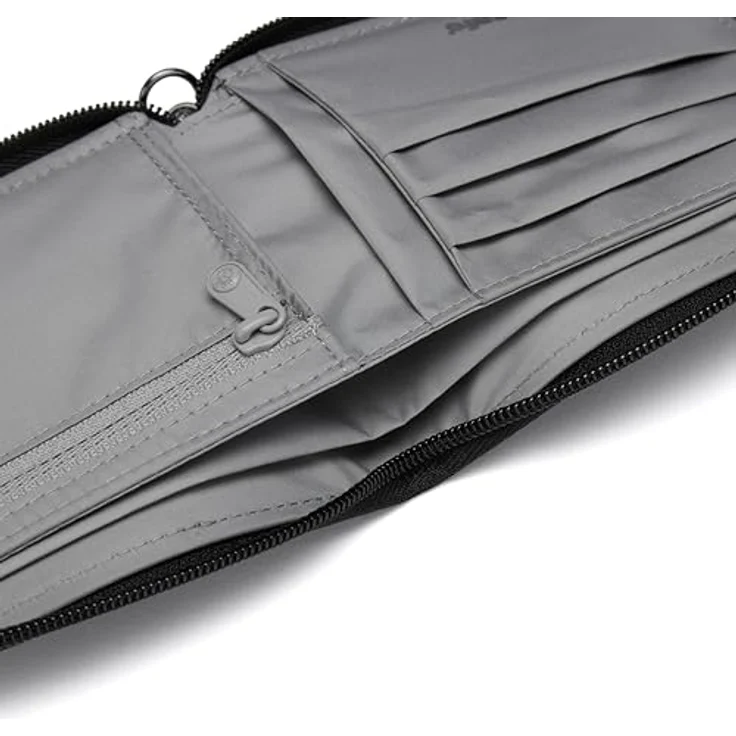 Pacsafe RFIDsafe Geldbörse, RFID Schutz, 11 cm, grau, aus 100% Polyester – Bild 8