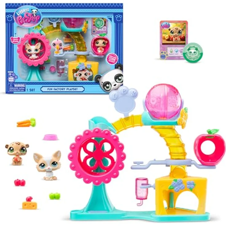 Littlest Pet Shop Fun Factory Playground Playset, fantasievoller Spielplatz für kreative Abenteuer mit Spielzeugfiguren – Bild 1