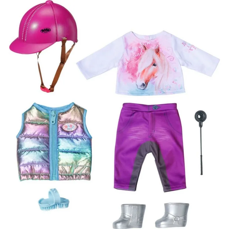 Baby Born Puppenkleidung Reiter-Outfit 43 cm, für BABY born Sister Puppe, mit Helm und Pferde-Accessoires