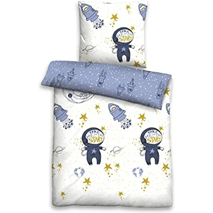 biberna 0004647 Feinbiber-Bettwäsche eisblau 1x 135x200 cm + 1x 80x80 cm