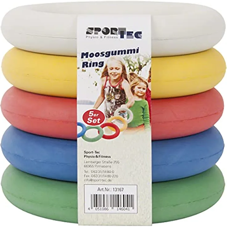 Sport-Tec Moosgummiring Wurfring Ring Moosgummi Motorik Übungen Ø 17 cm, 5er Set