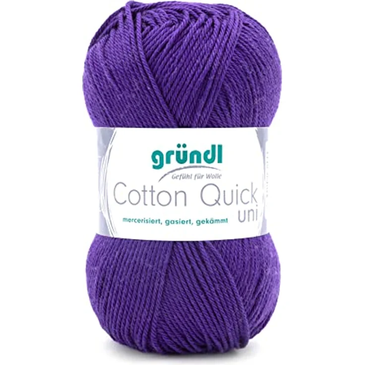 Gründl Cotton Quick Uni Strickgarn/Häkelgarn, 1 Knäuel à 50 g (farbenfrohes Garn aus 100% Baumwolle, OEKO-TEX zertifiziert, 50 g / 125 m, Nadelstärke: 3-4, 1 x 50 g), Pflaume – Bild 1