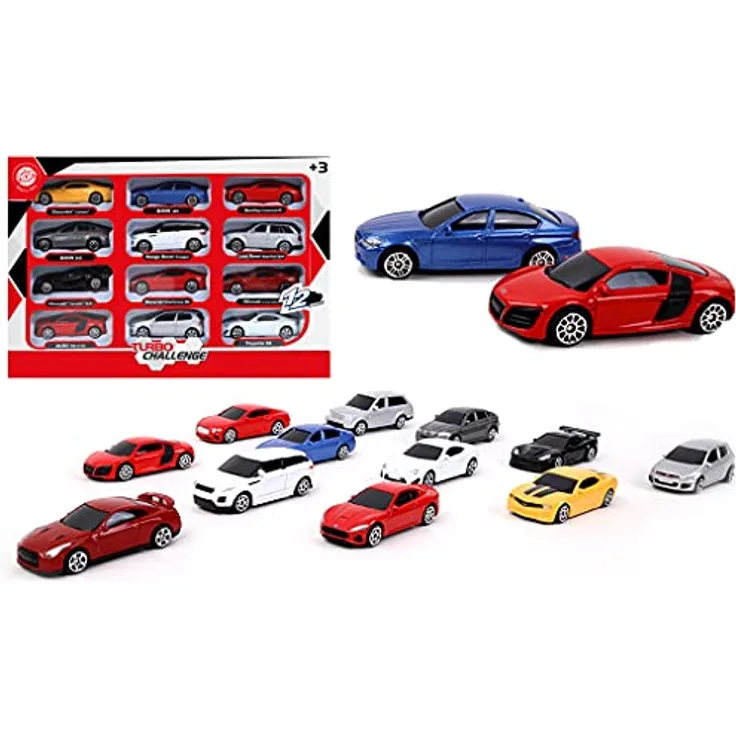 TURBO CHALLENGE - Sortiment von 12 lizenzierten Autos - Druckguss - 029021-1/64 - Freilaufende Autos - Zufälliges Modell - Metall - Ab 3 Jahren