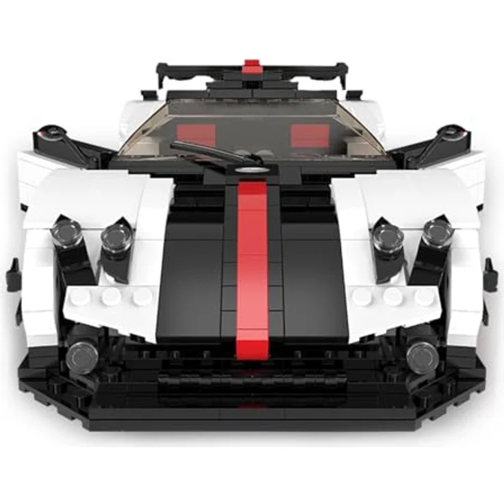 JAMARA Pagani Zonda Cinque 1:16 Bricks, Modellbau DIY Bausatz Rennwagen Auto, 1024 Teile, ab 8 Jahre, Weiss, Türen und Fronthaube manuell bewegbar – Bild 5