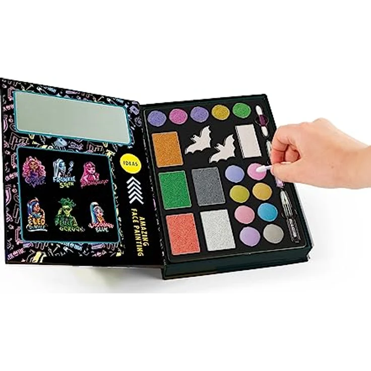 Clementoni Monster High Make-up-Set, Kinder Schminkset mit Gesichtsfarben, Lidschatten, Körperstiften, Applikator & Schwämmen – Bild 4