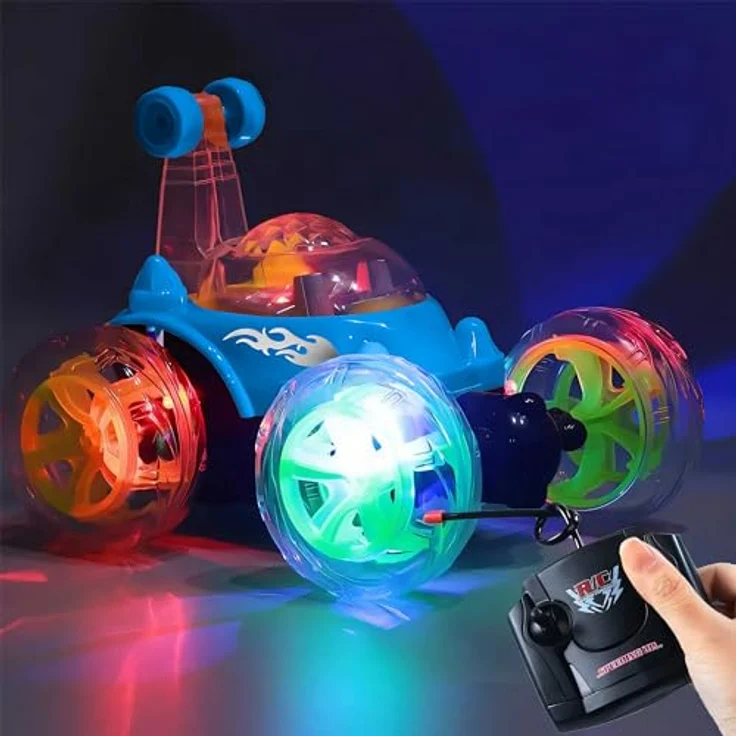 Retoo Ferngesteuertes Auto mit LED Beleuchtung, Spielzeugauto Gesteuert 27MHZ mit Fernbedienung, Reichweite bis 30 m, RC Auto Car mit 360° Rotation, Geschenk für Jungen und Mädchen, Blau – Bild 5