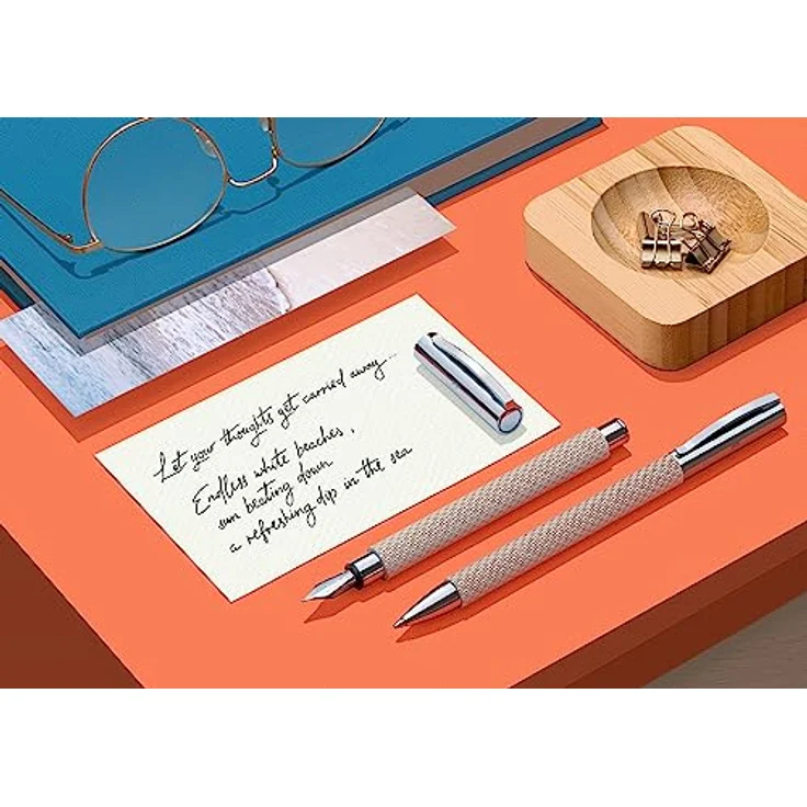 Faber-Castell Kugelschreiber Ambition, Drehkugelschreiber in Hellbraun mit guillochiertem Edelharzschaft und schwarzer Grossraummine, Strichbreite B – Bild 5