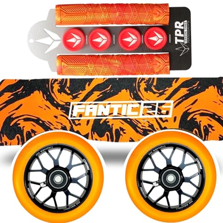 Fantic26 Stuntscooter A+ Ersatzteile Bundle mit 110mm Rollen, robusten Griffen und Griptape in buntem Design – Bild 1