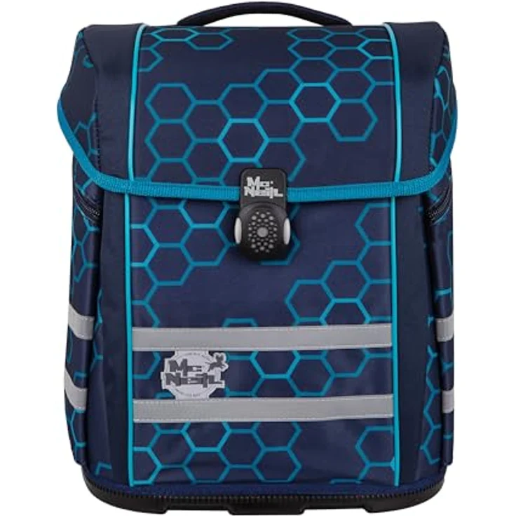 McNeill Schulranzen-Set PERFECTO XAGON, 5-teilig, ergonomisch mit ClickFlex-Rückensystem und Reflektoren, 22 l, Blau – Bild 2
