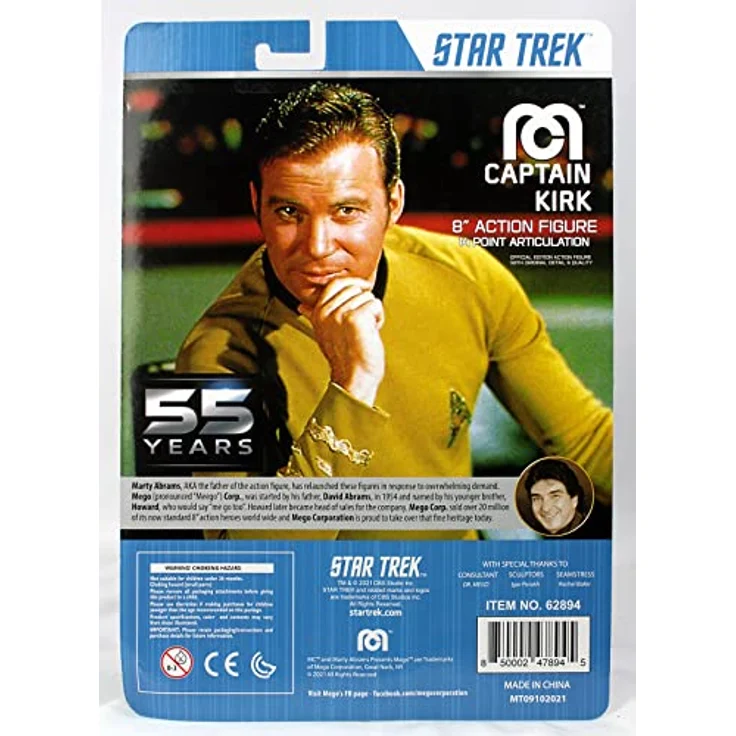 Mego Star Trek Actionfigur Kirk 55th Anniversary, 20 cm, Retro-Stil mit 14 Gelenkpunkten, Mehrfarbig, 62894 – Bild 2