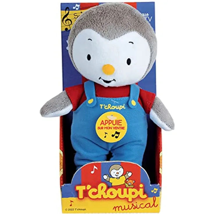 Jemini Peluche T'Choupi Musical 20cm - Kuscheltier mit musikalischer Funktion, 20cm, TV-Serie Melodie, Oberflächenwaschbar